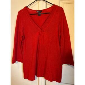 New York & Company Sweater Womens Large Red Sparkle